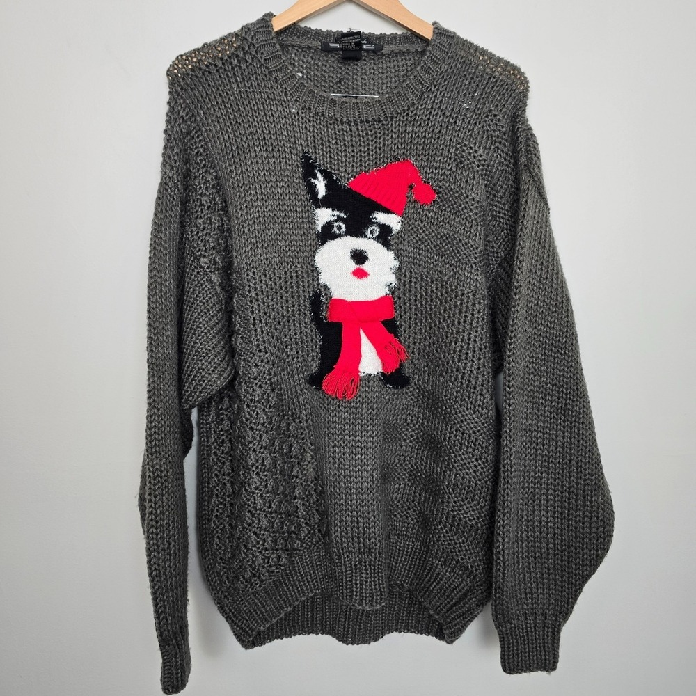 VTG SOLE Handmade Mens Terrier Dog Christmas Ugly Sweater Size XL Winter Holiday